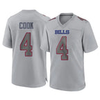Johmsee B.Bills #4 James Cook III Player Gray Fashion Home Game Stitched Jerseys