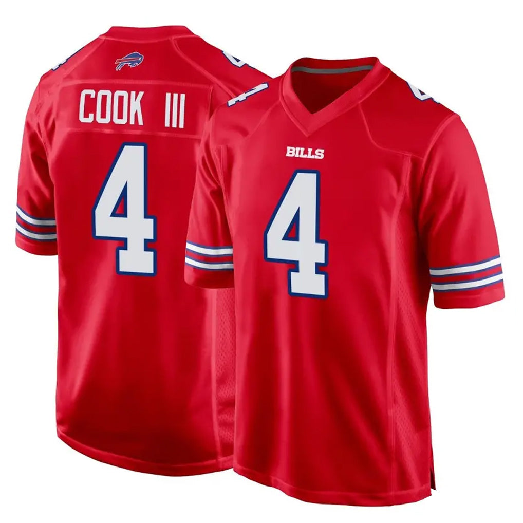 Johmsee B.Bills #4 James Cook III Player Red Home Game Stitched Jerseys