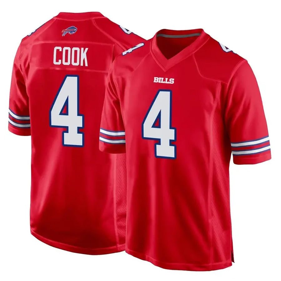 Johmsee B.Bills #4 James Cook Player Red Home Game Stitched Jerseys