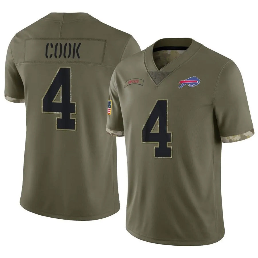 Johmsee B.Bills #4 James Cook Player Salute To Service Olive  Stitched Jerseys