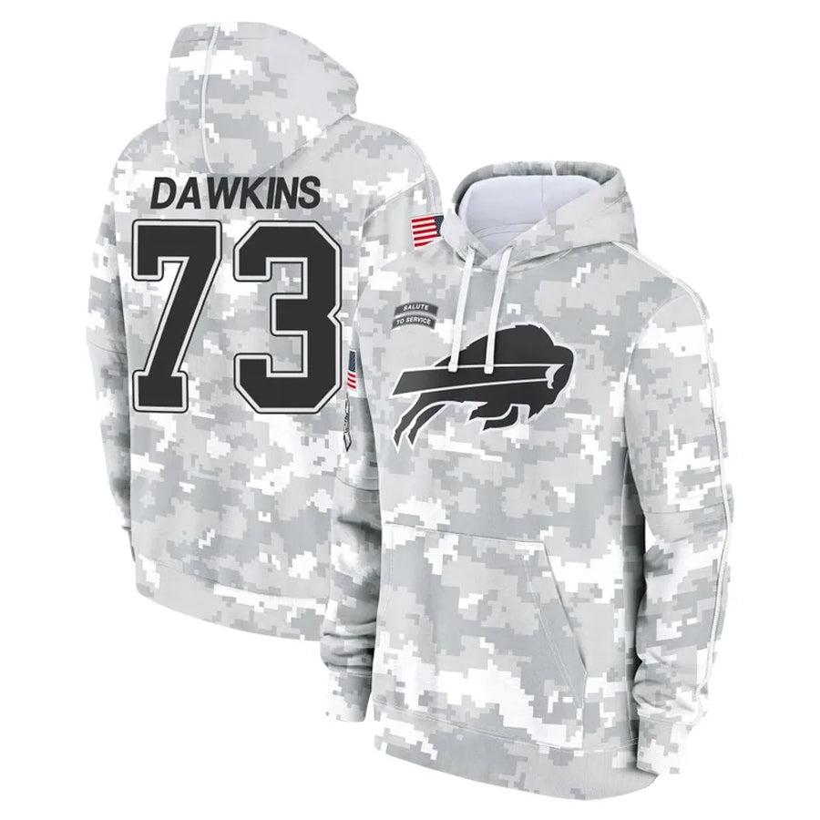 Johmsee B.Bills #73 Dion Dawkins Player Salute to Service Hoodies  Stitched Jerseys