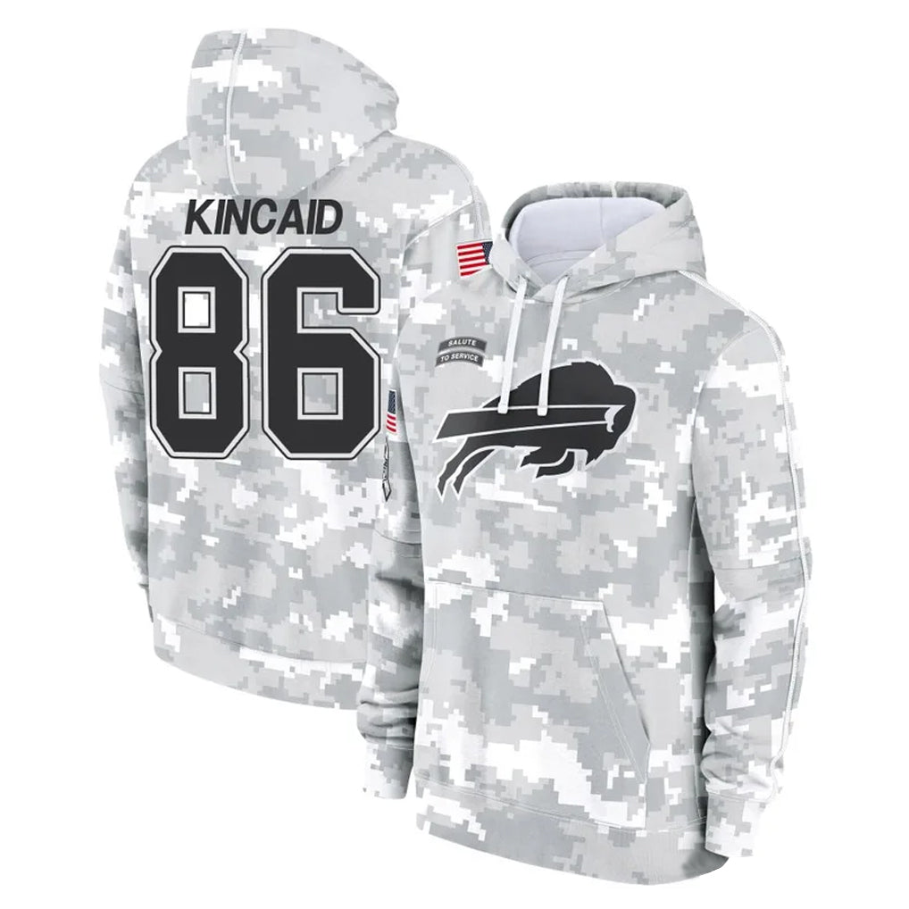 Johmsee B.Bills #86 Dalton Kincaid Player Arctic Camo Salute to Service Hoodies Stitched Jerseys