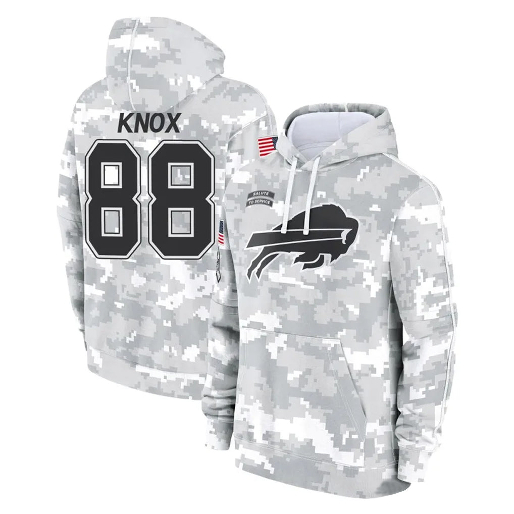 Johmsee B.Bills #88 Dawson Knox Player Arctic Camo Salute to Service Hoodies Stitched Jerseys