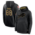 Johmsee B.Bills #88 Dawson Knox Player Black Salute to Service Hoodies Hame Stitched Jerseys