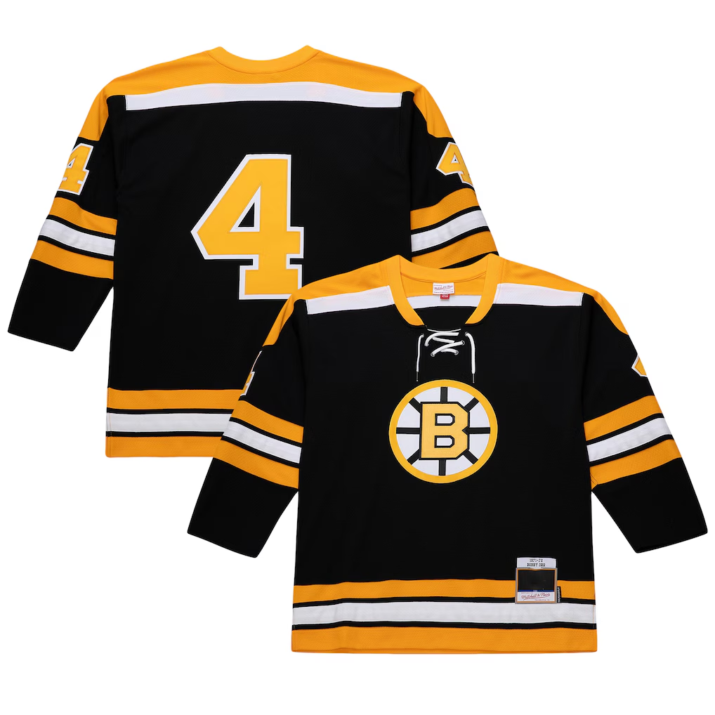 Johmsee B.Bruins #4 Bobby Orr Mitchell & Ness Black Big & Tall 197172 Blue Line 2.0 Stitched Jerseys