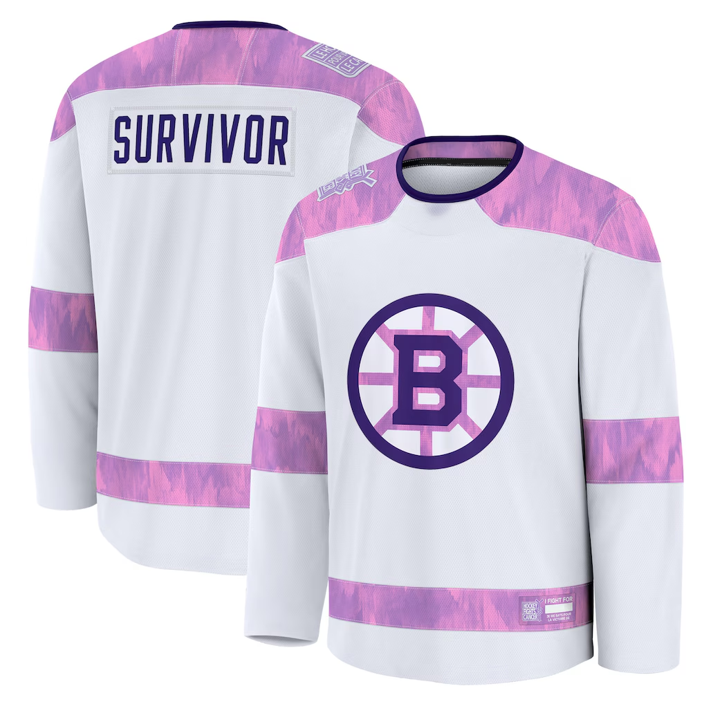 Johmsee B.Bruins White Hockey Fights Cancer Survivor Practice Stitched Jerseys