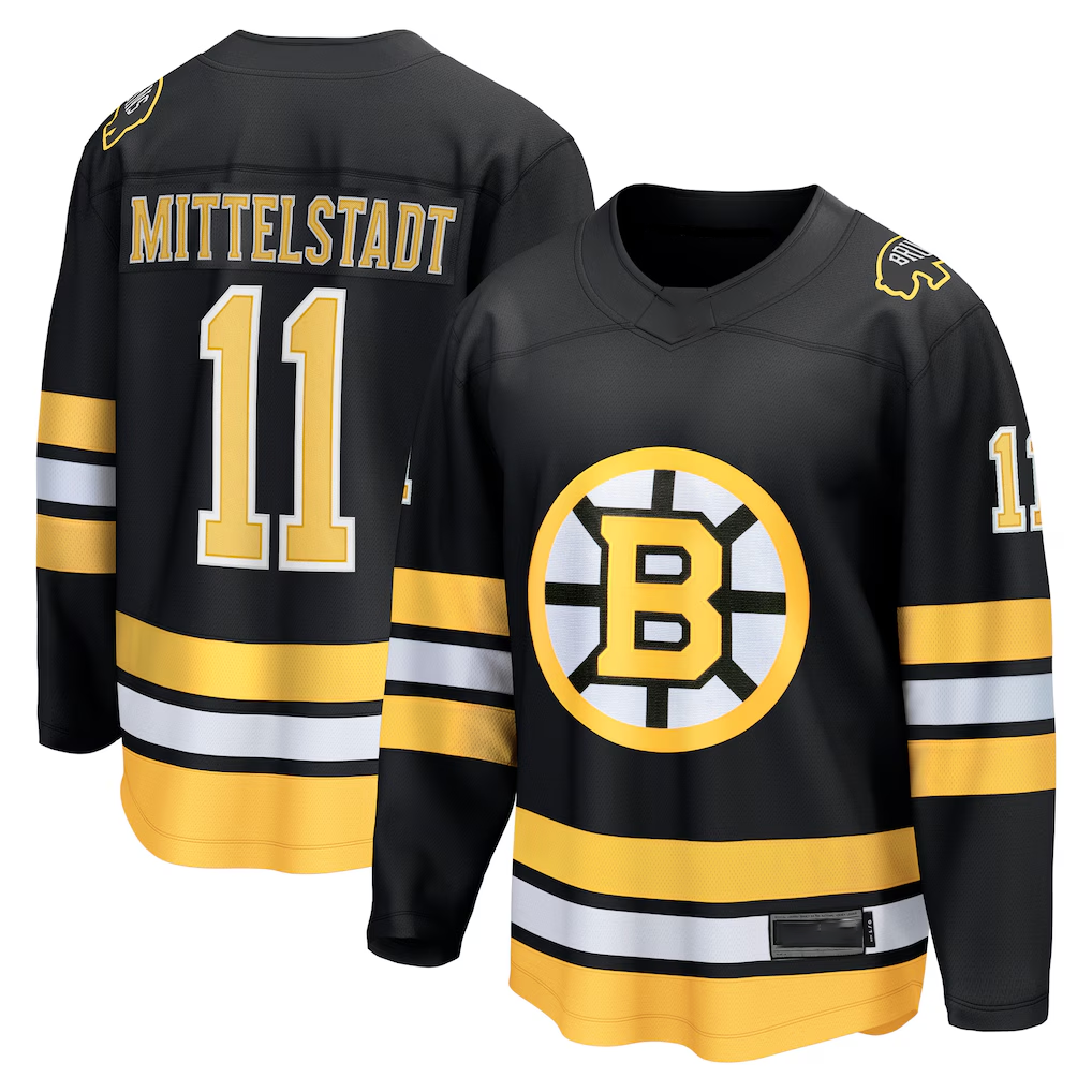 Johmsee B.Bruins #11 Casey Mittelstadt Black Home Breakaway Player Stitched Jerseys