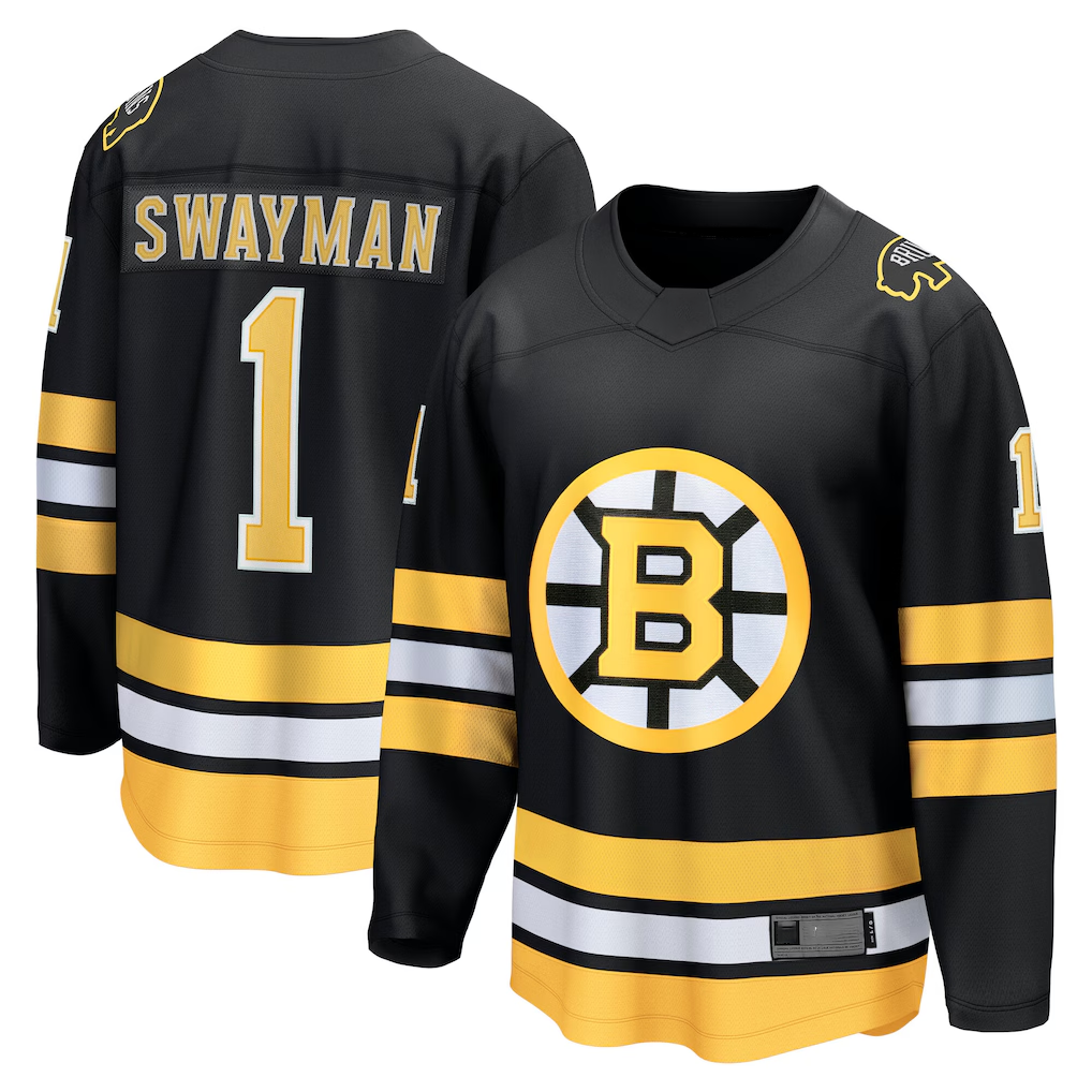 Johmsee B.Bruins #1 Jeremy Swayman Black Home Breakaway Player Stitched Jerseys