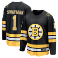 Johmsee B.Bruins #1 Jeremy Swayman Black Home Breakaway Player Stitched Jerseys