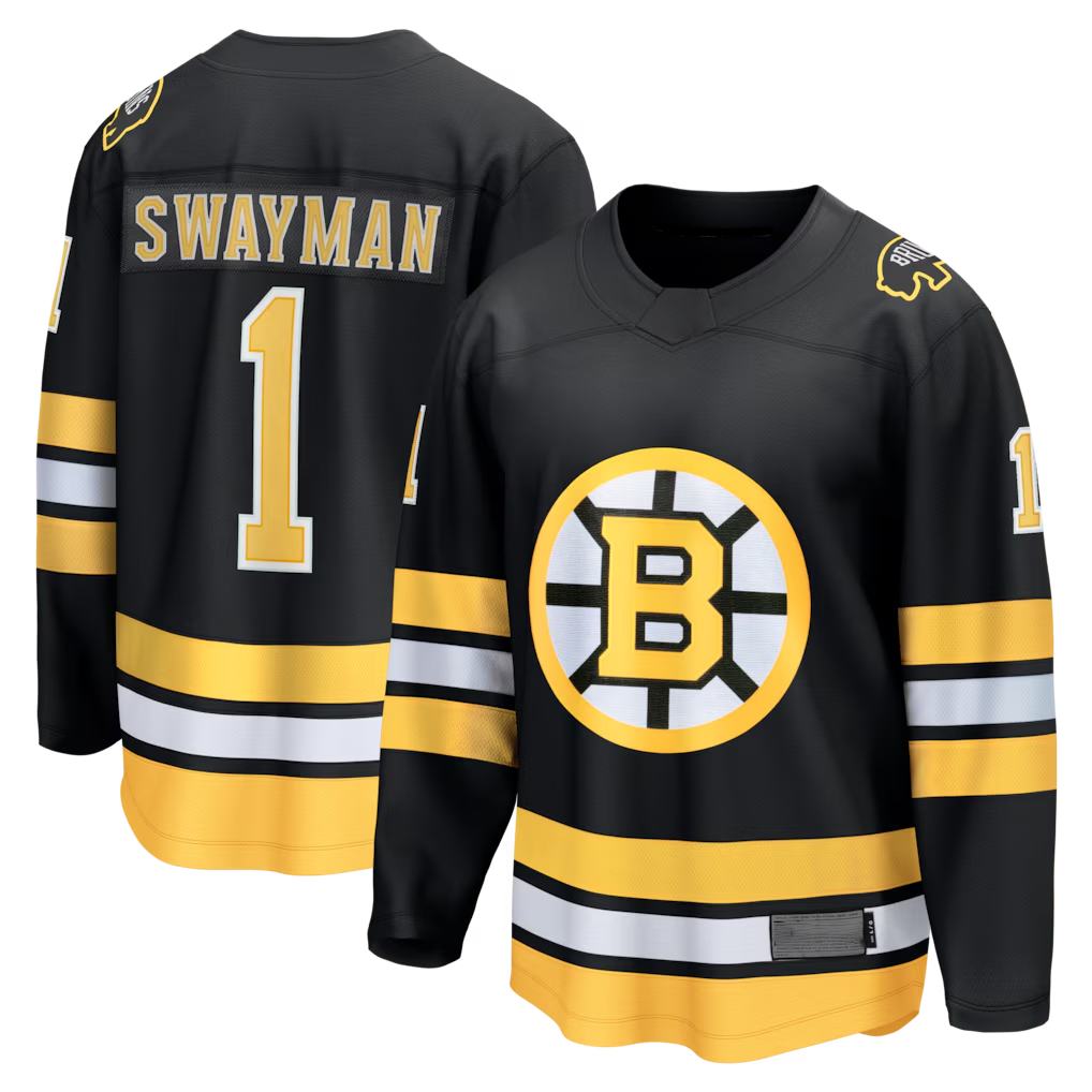 Johmsee B.Bruins #1 Jeremy Swayman Black Home Breakaway Stitched Jerseys