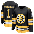 Johmsee B.Bruins #1 Jeremy Swayman Black Home Breakaway Stitched Jerseys