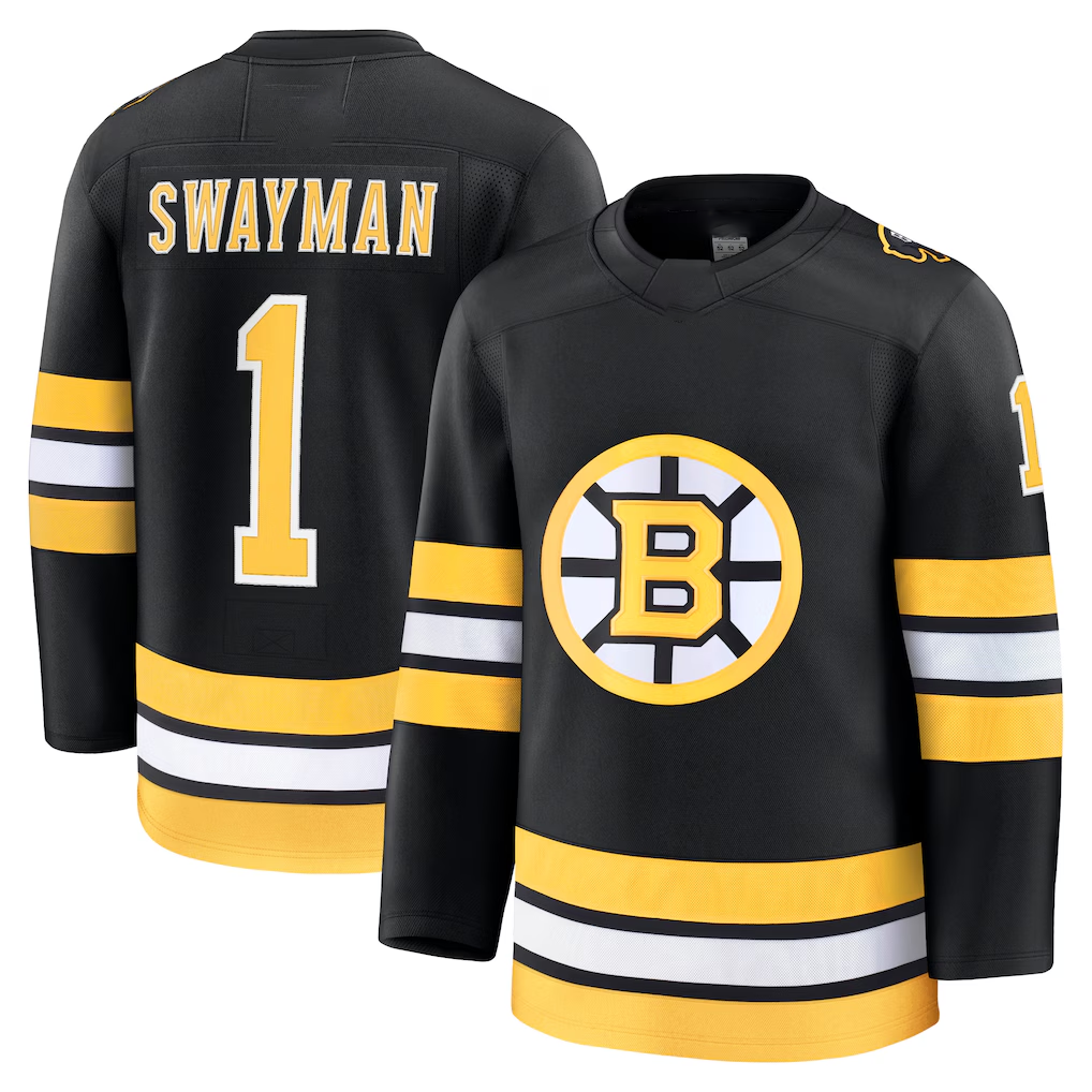 Johmsee B.Bruins #1 Jeremy Swayman Black Home Premium Stitched Jerseys