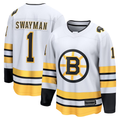 Johmsee B.Bruins #1 Jeremy Swayman White Away Breakaway Player Stitched Jerseys