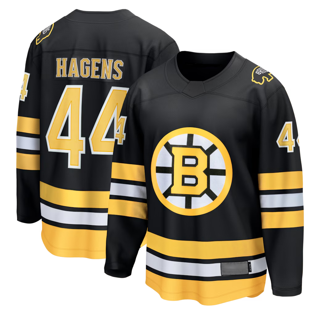 Johmsee B.Bruins #44 James Hagens Black Breakaway Stitched Jerseys
