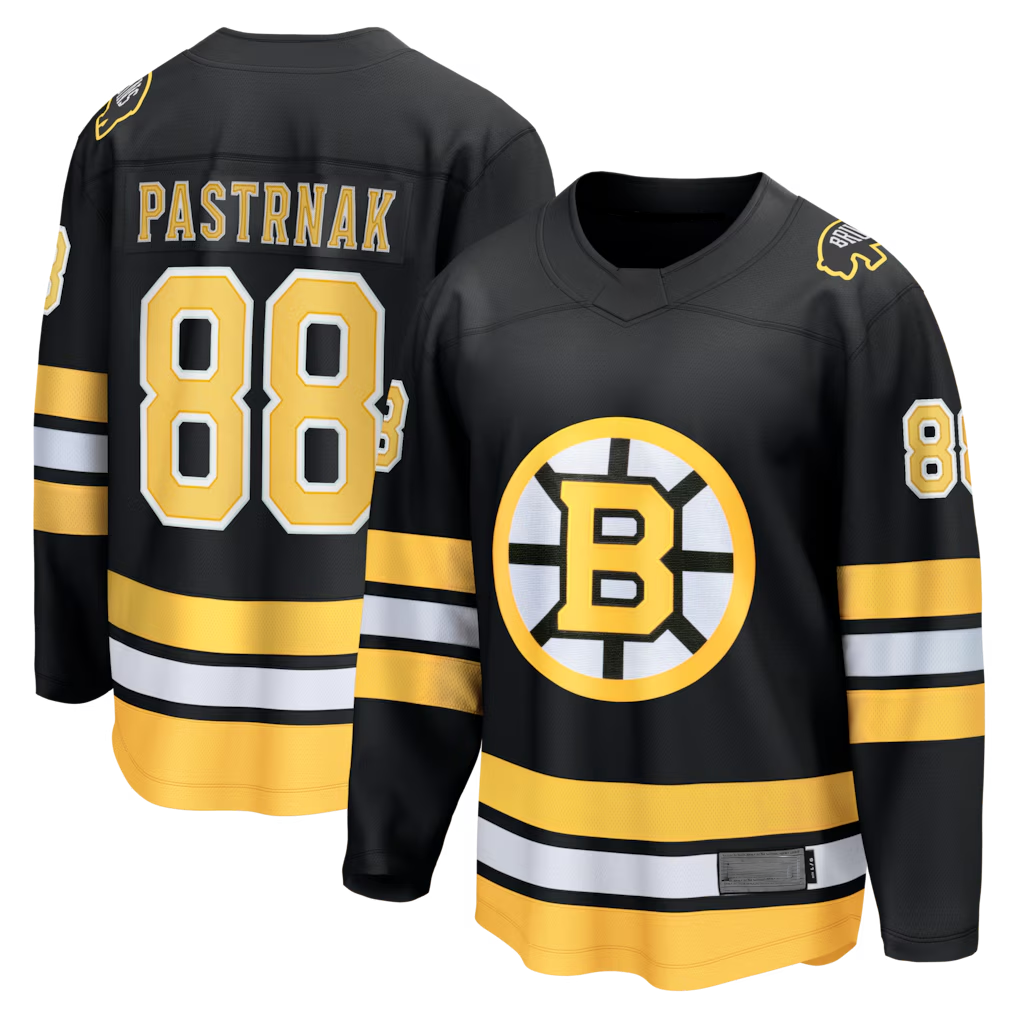 Johmsee B.Bruins #88 David Pastrnak Black Home Breakaway Stitched Jerseys
