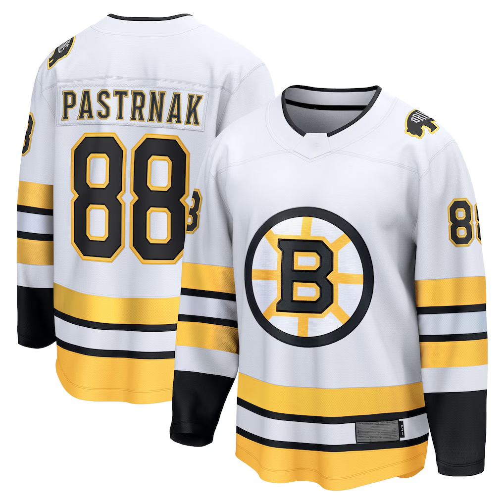 Johmsee B.Bruins #88 David Pastrnak White Away Breakaway Player Stitched Jerseys