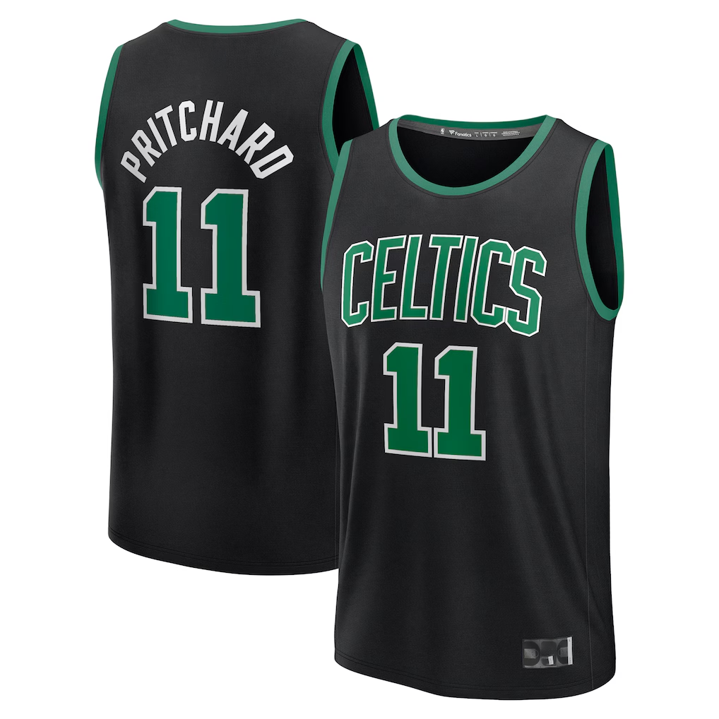 Johmsee B.Celtics #11 Payton Pritchard  Black Fast Break Replica Player Jerseys - Statement Edition