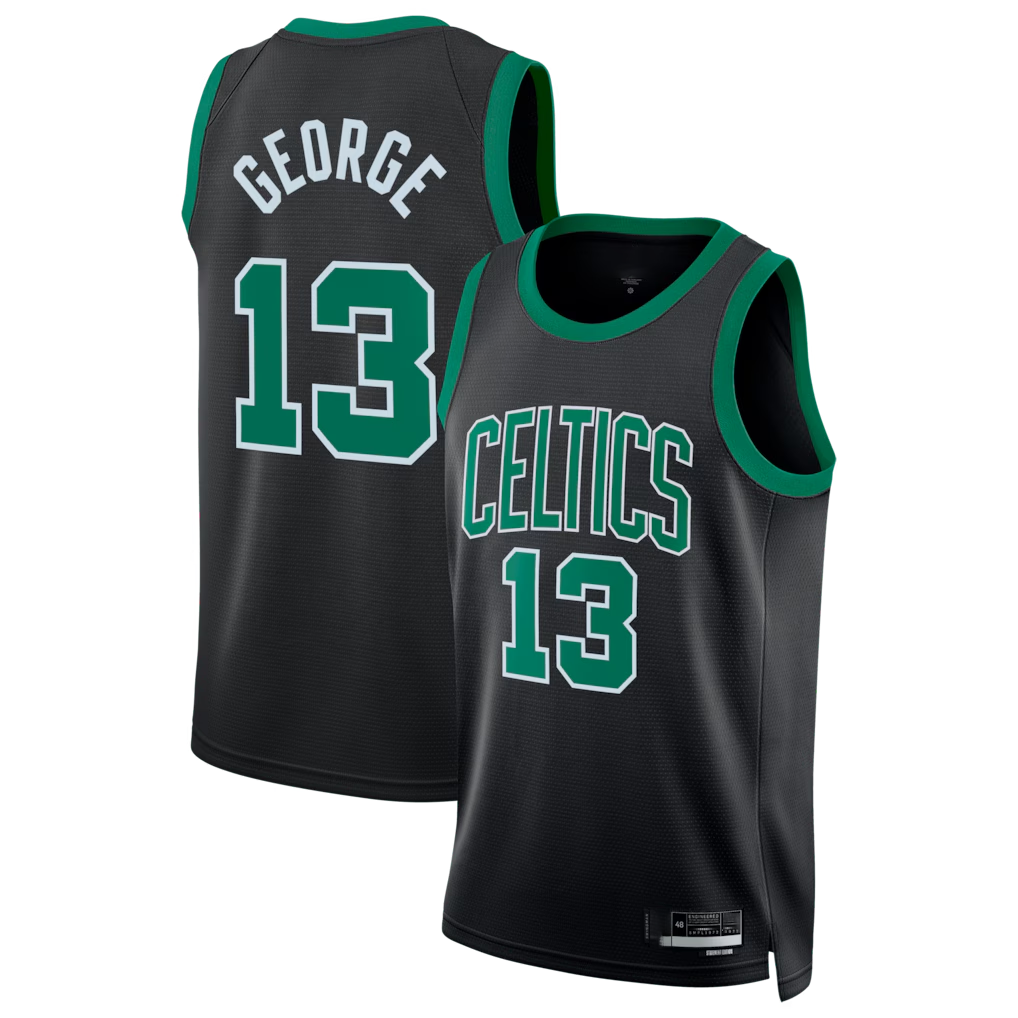Johmsee B.Celtics #13 Paul George Black Swingman Jerseys - Statement Edition