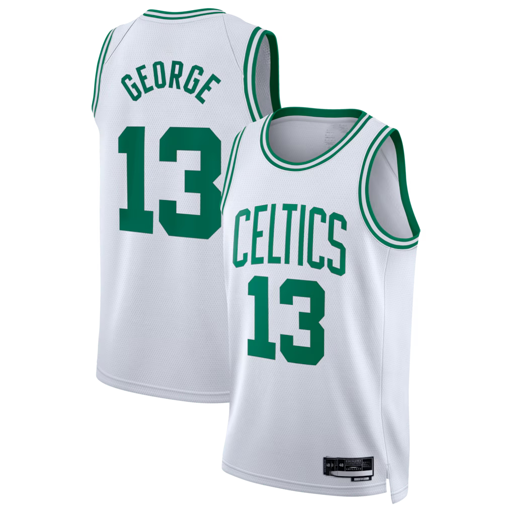 Johmsee B.Celtics #13 Paul George White Swingman Jerseys - Association Edition