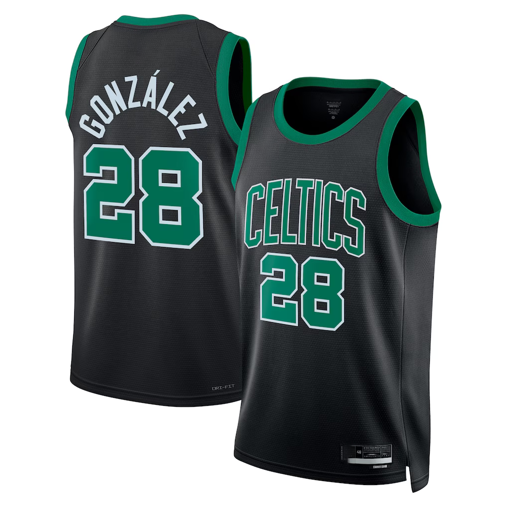 Johmsee B.Celtics #28 Hugo Gonz¨¢lez Black Swingman Jerseys - Statement Edition