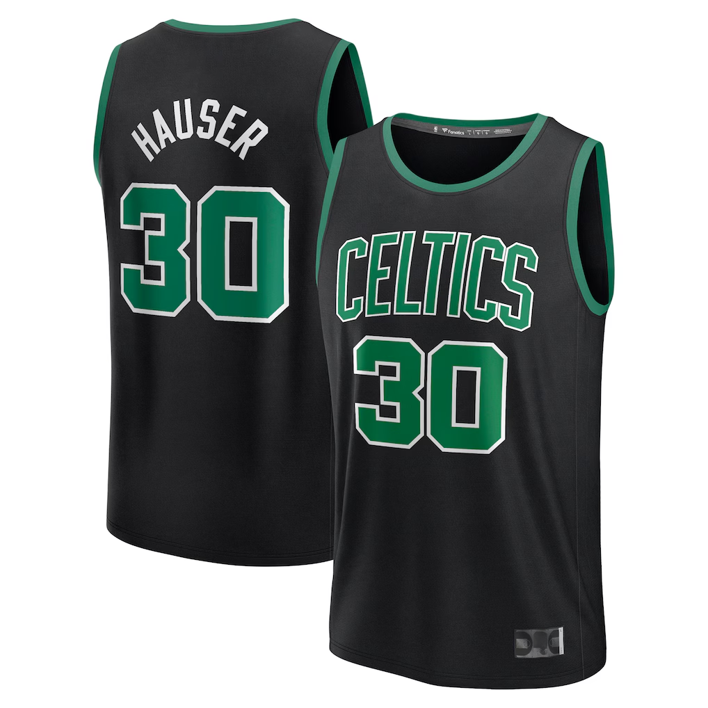 Johmsee B.Celtics #30 Sam Hauser Black Fast Break Replica Player Jerseys - Statement Edition