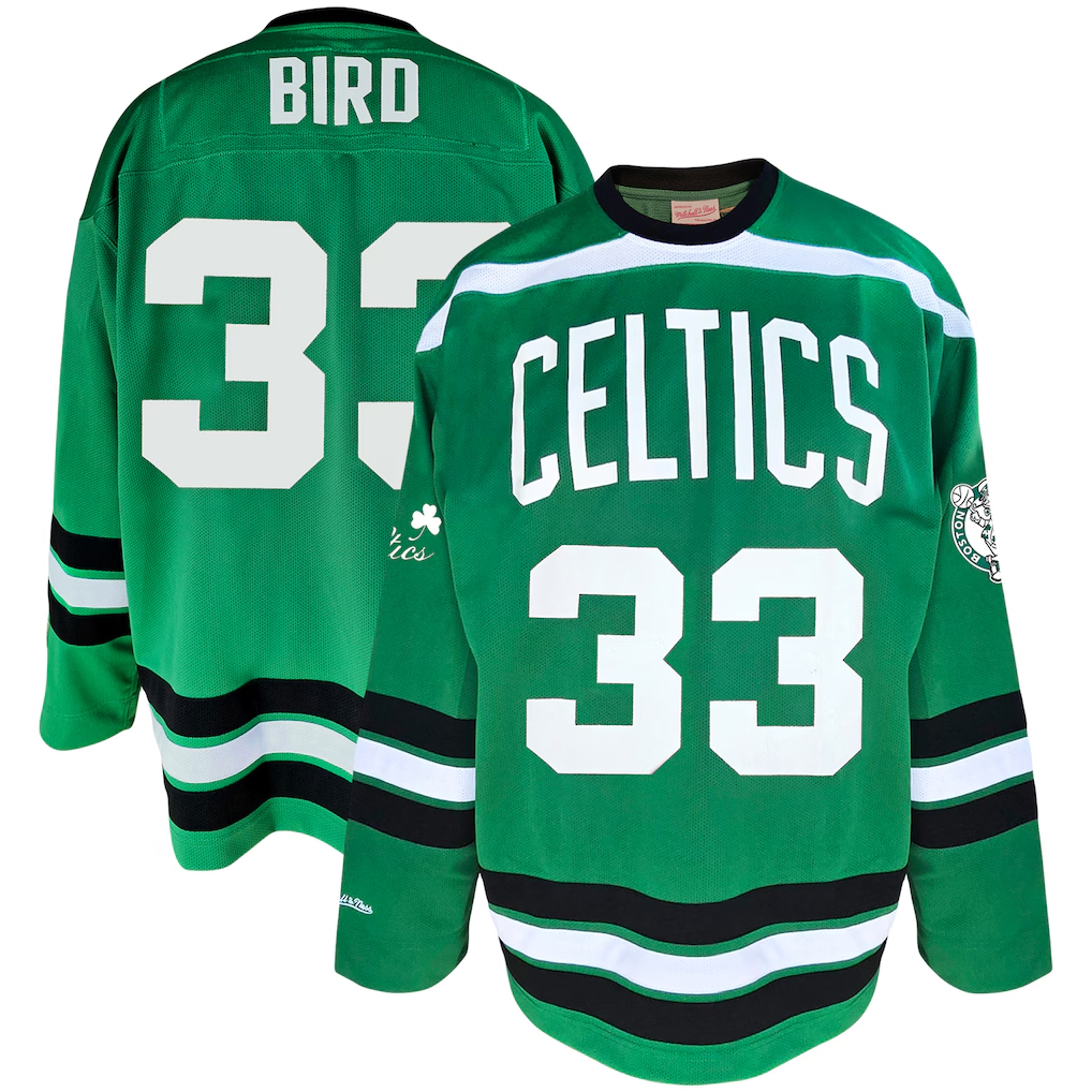 Johmsee B.Celtics #33 Larry Bird Mitchell & Ness Kelly Green Big & Tall Hockey Jerseys