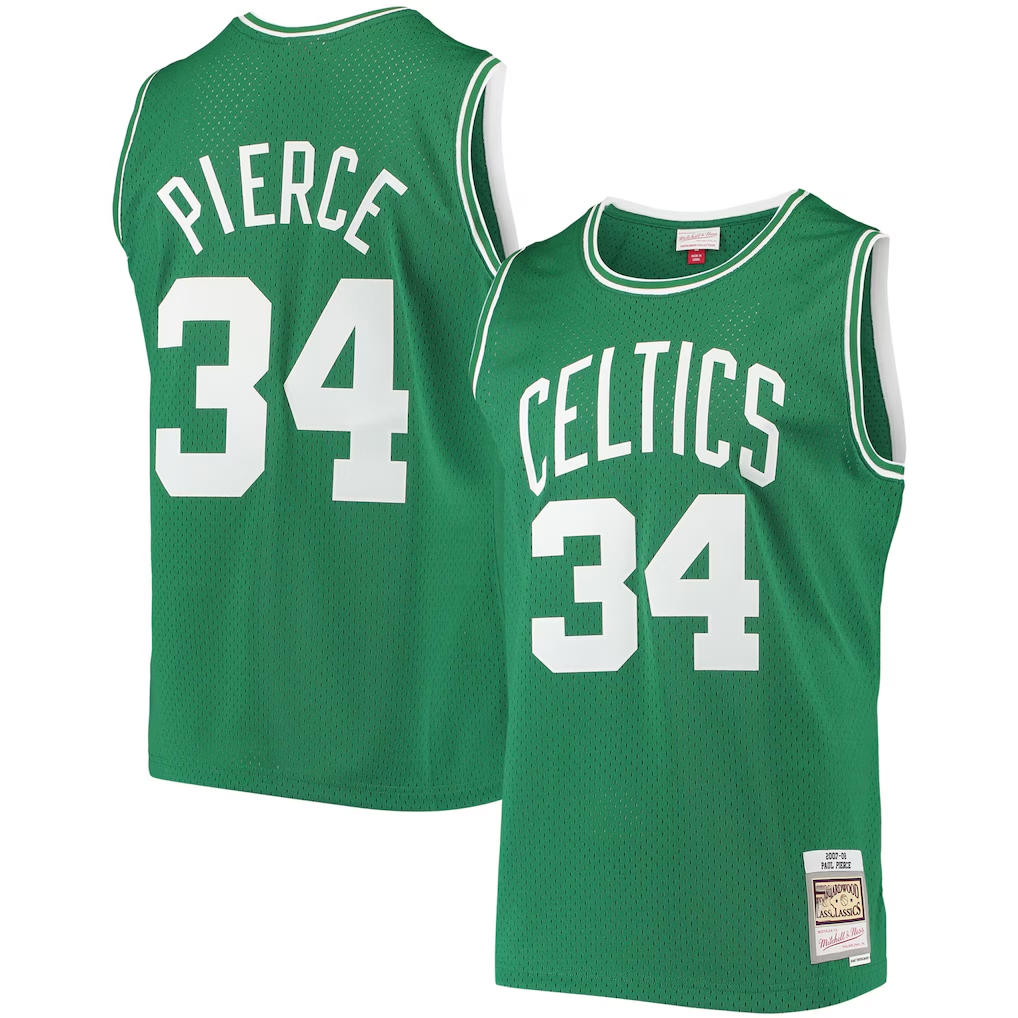 Johmsee B.Celtics #34 Paul Pierce Mitchell & Ness Kelly Green Hardwood Classics Swingman Jerseys