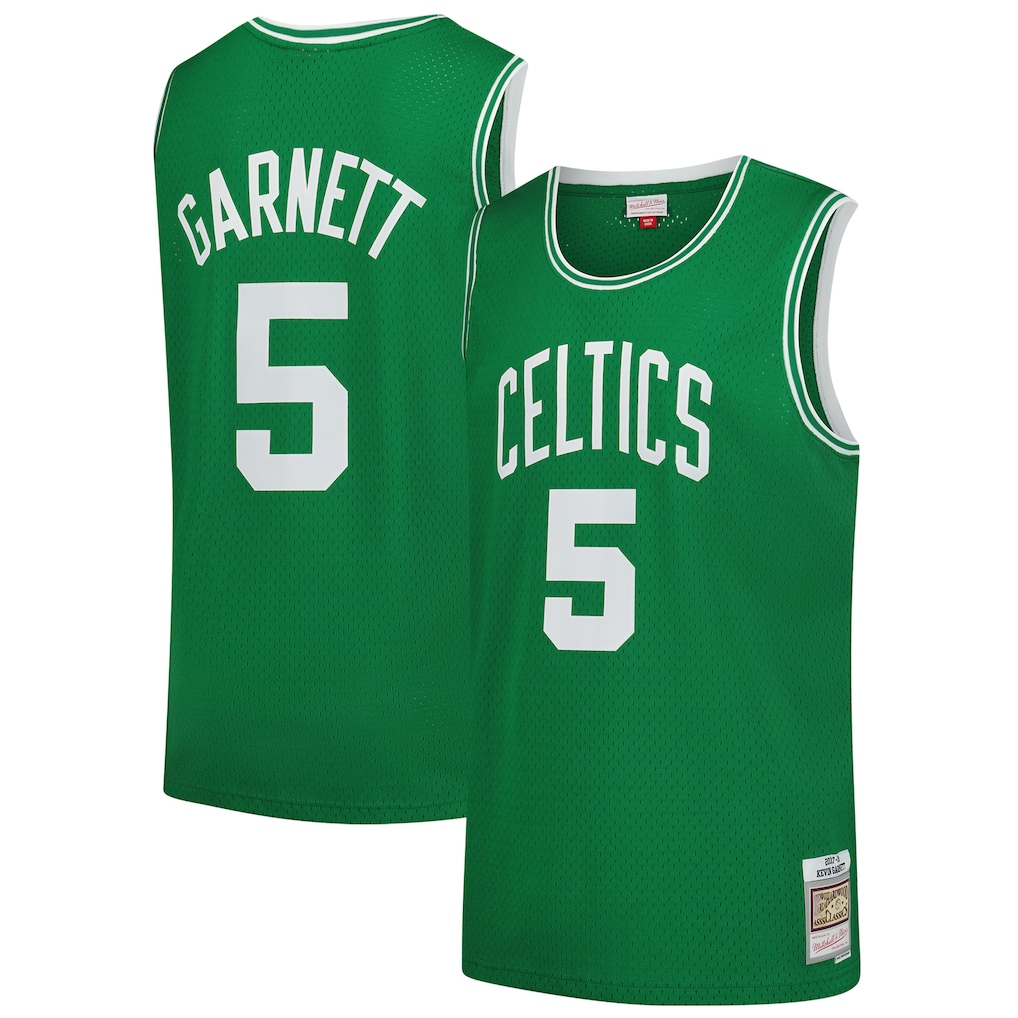 Johmsee B.Celtics #5 Kevin Garnett Mitchell & Ness Kelly Green 200708 Hardwood Classics Swingman Jerseys