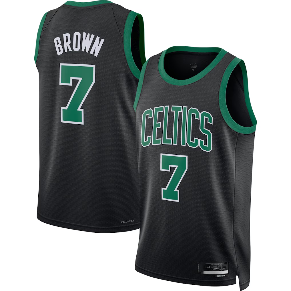 Johmsee B.Celtics #7 Jaylen Brown Black Swingman Jerseys - Statement Edition