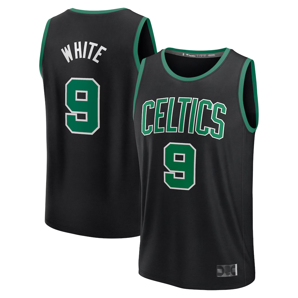 Johmsee B.Celtics #9 Derrick White  Black Fast Break Replica Player Jerseys - Statement Edition