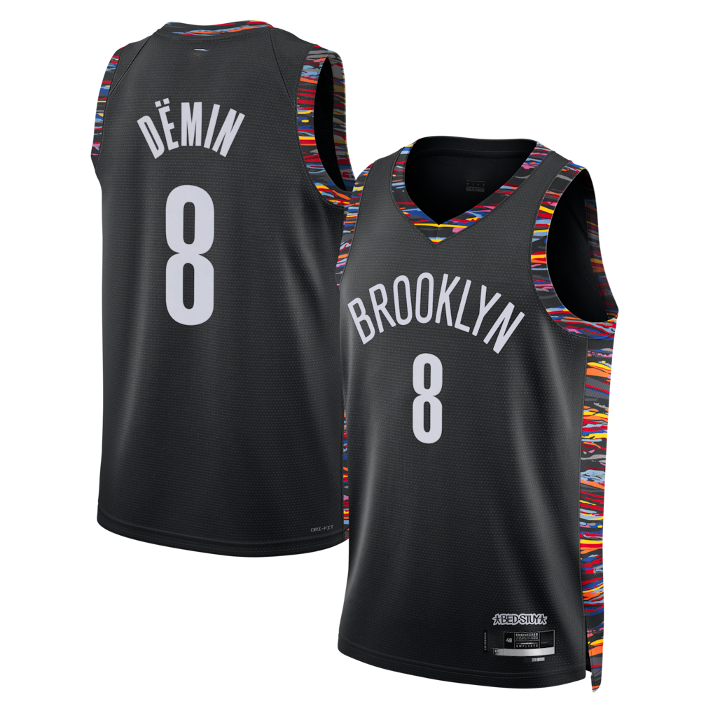 Johmsee B.Nets #8 Egor D?min Black 202526 Swingman Jerseys - City Edition