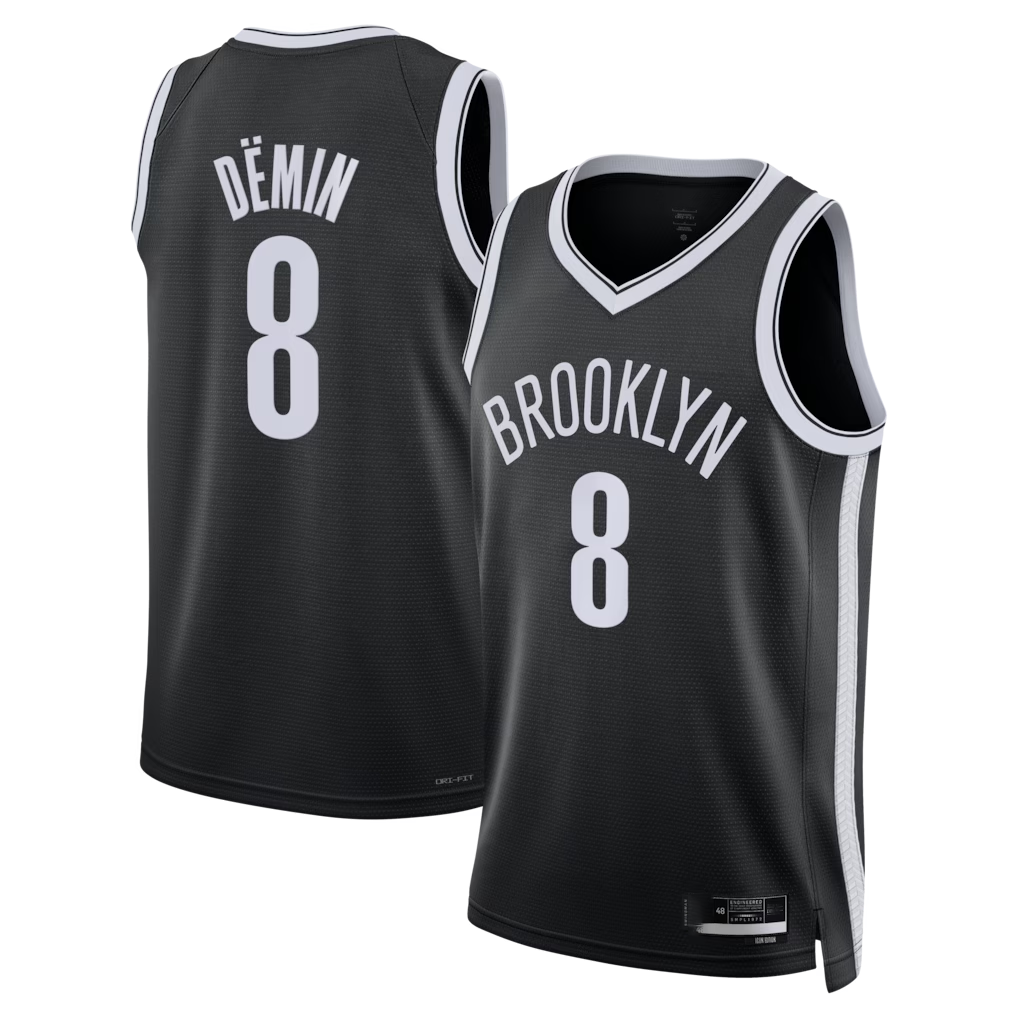 Johmsee B.Nets #8 Egor D?min Black Swingman Jerseys - Icon Edition