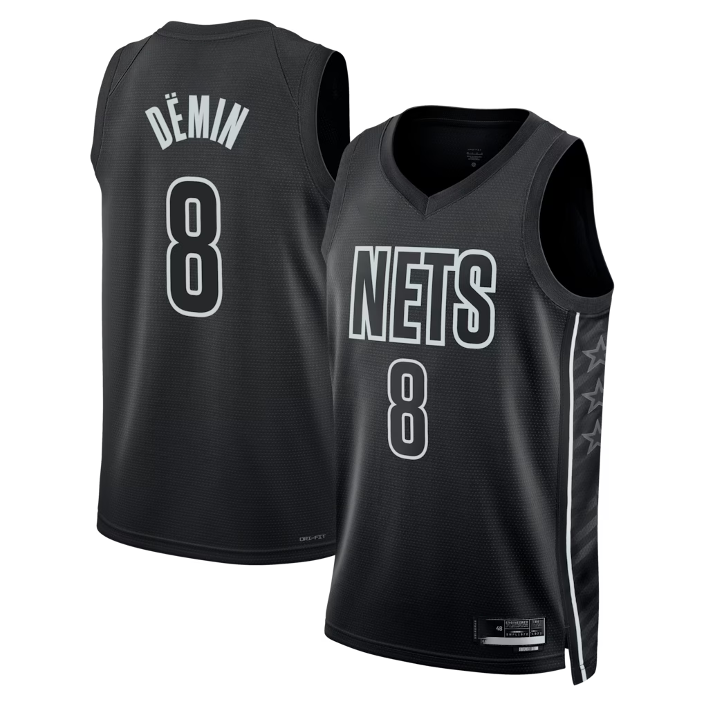 Johmsee B.Nets #8 Egor D?min  Black Swingman Jerseys - Statement Edition