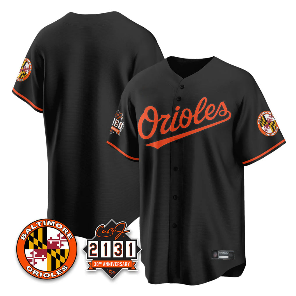 Johmsee B.Orioles Black 30th Anniversary of 2131 Home Game Blank Player Stitched Jerseys