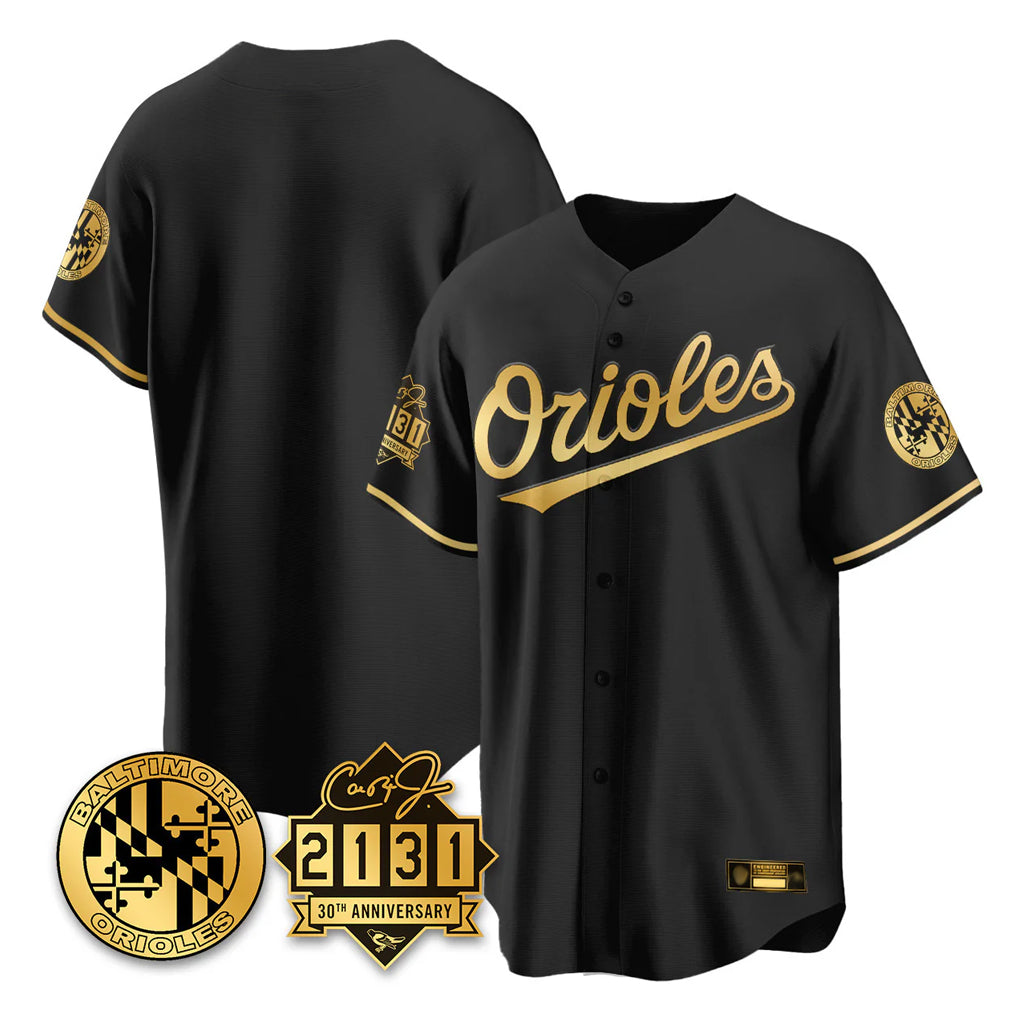 Johmsee B.Orioles Black Gold 30th Anniversary of 2131 Home Game Blank Player Stitched Jerseys