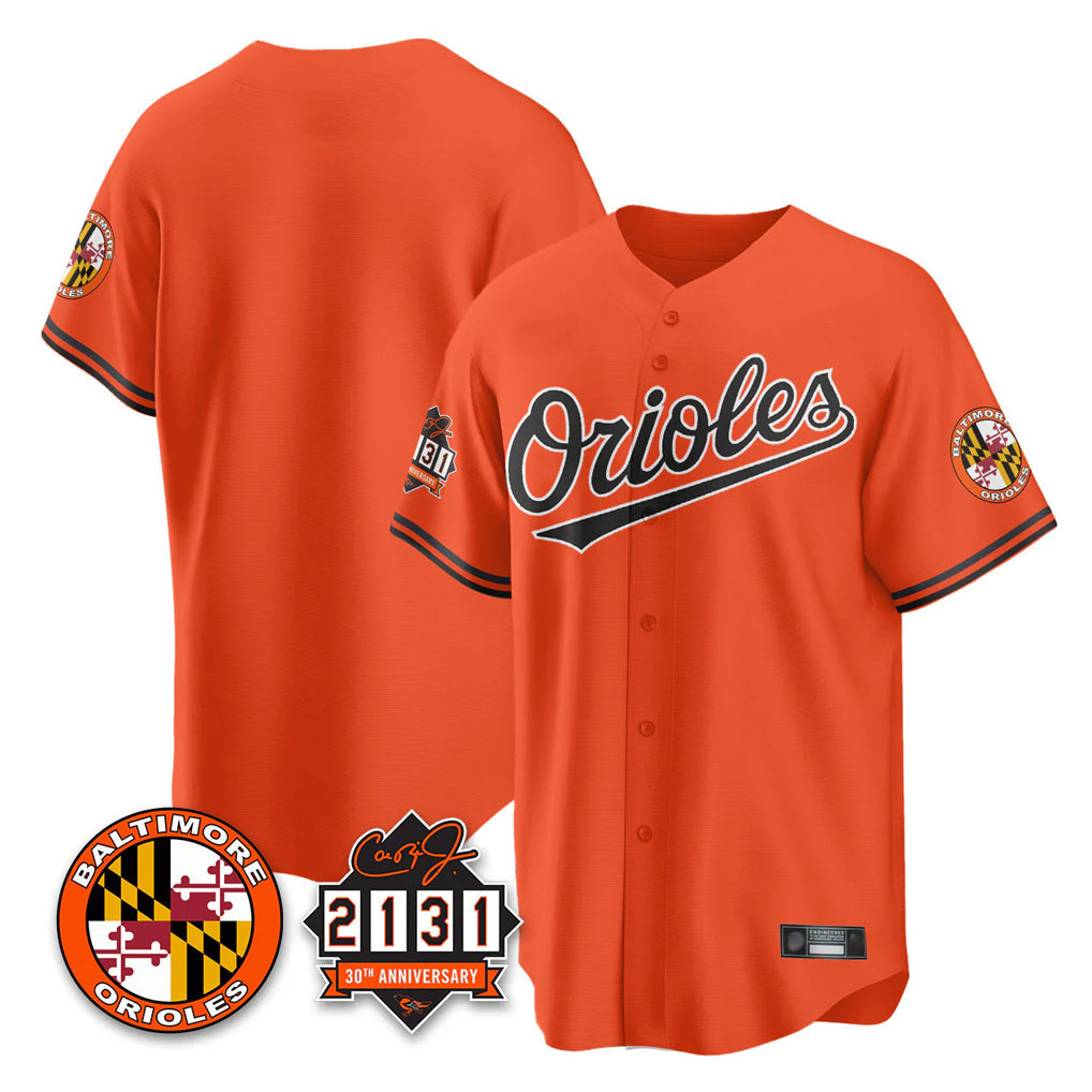 Johmsee B.Orioles Orange 30th Anniversary of 2131 Home Game Blank Player Stitched Jerseys