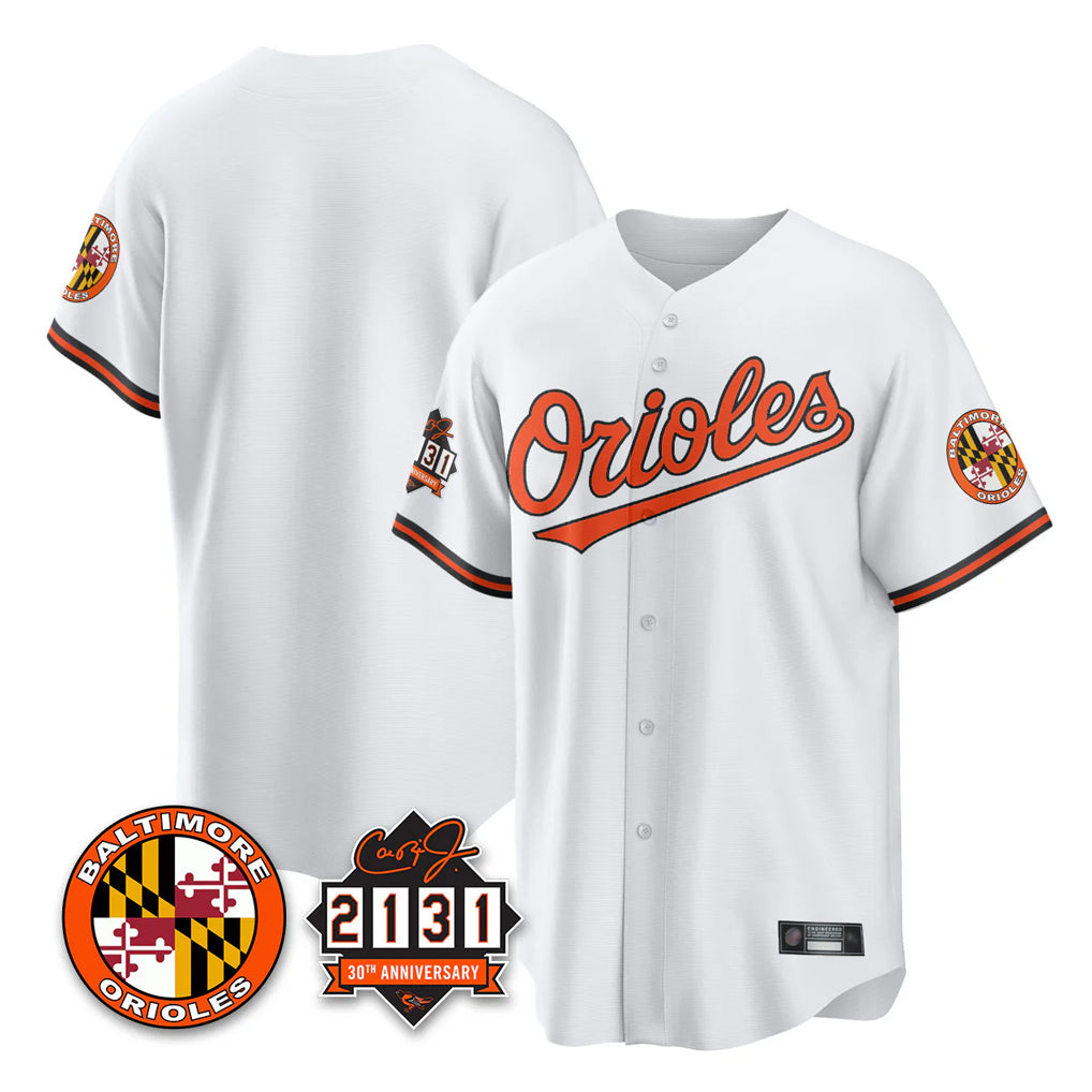 Johmsee B.Orioles White 30th Anniversary of 2131 Home Game Blank Player Stitched Jerseys