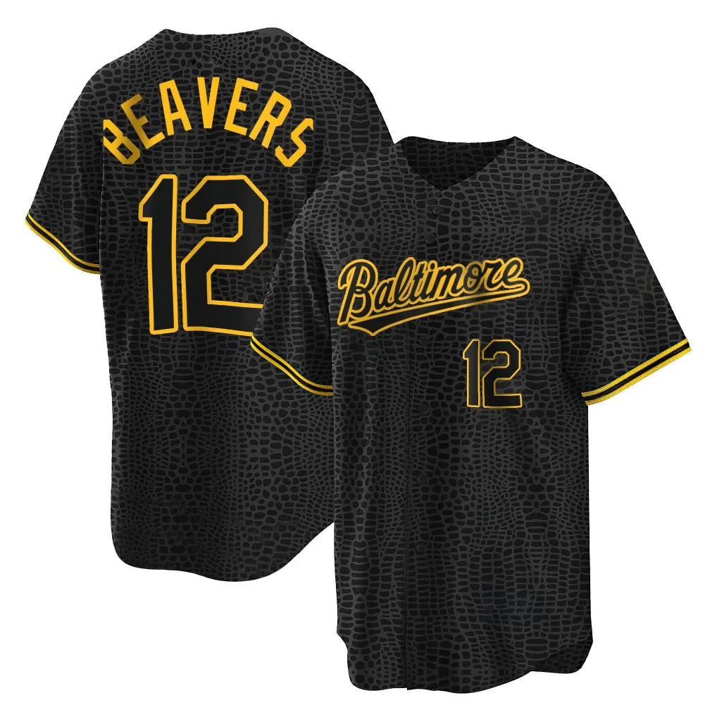 Johmsee B.Orioles #12 Dylan Beavers Player Black Snake Skin City Home Game Stitched Jerseys