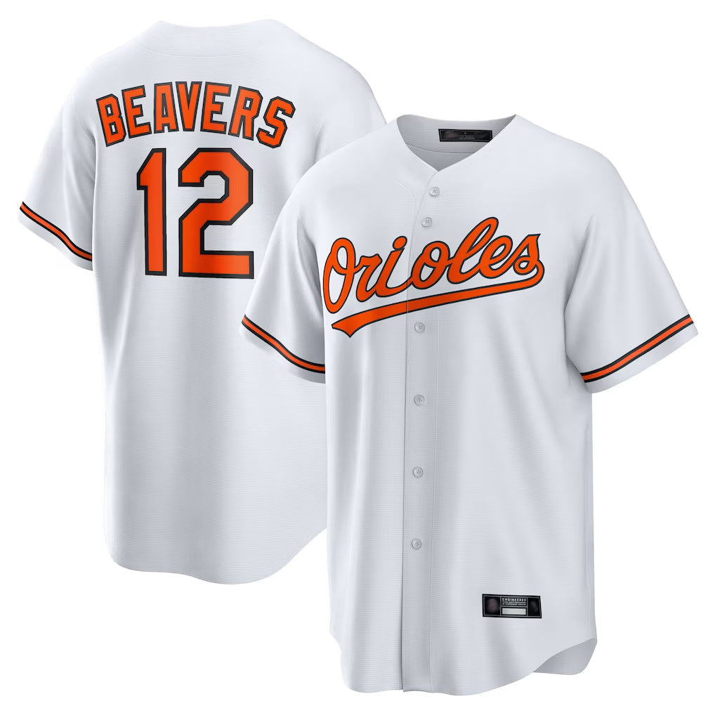 Johmsee B.Orioles #12 Dylan Beavers Player White Home Game Stitched Jerseys