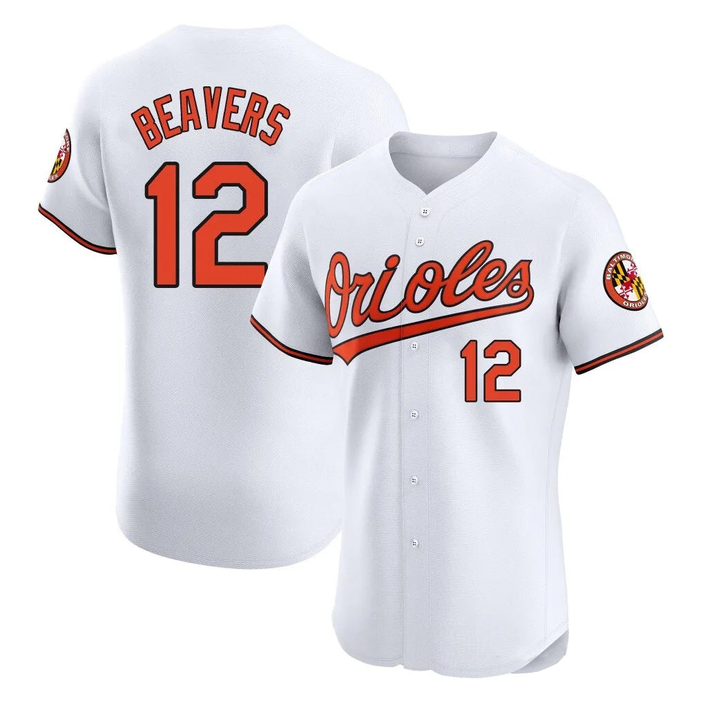 Johmsee B.Orioles #12 Dylan Beavers Player White Limited Elite Home Game Stitched Jerseys