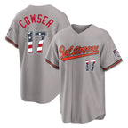 Johmsee B.Orioles #17 Colton Cowser Player Gray USA 250 Fourth of July Home Game Stitched Jerseys