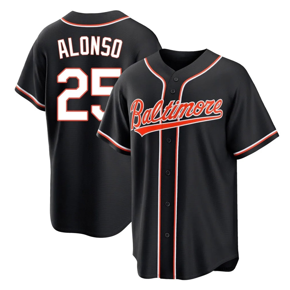 Johmsee B.Orioles #25 Pete Alonso Player Black Out Home Game Stitched Jerseys