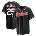 Johmsee B.Orioles #25 Pete Alonso Player Black Out Home Game Stitched Jerseys