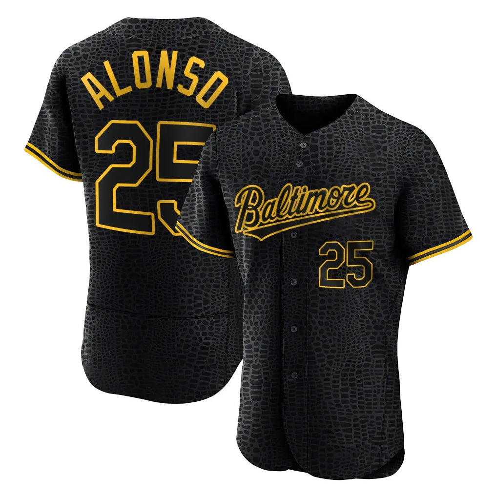 Johmsee B.Orioles #25 Pete Alonso Player Black Snake Skin City Limited Elite Home Stitched Jerseys