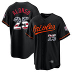 Johmsee B.Orioles #25 Pete Alonso Player Black USA 250 Fourth of July Home Game Stitched Jerseys