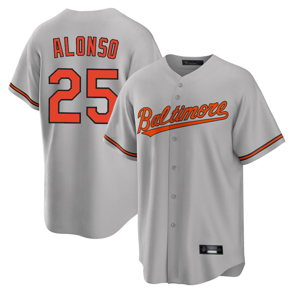 Johmsee B.Orioles #25 Pete Alonso Player Gray Home Game Stitched Jerseys