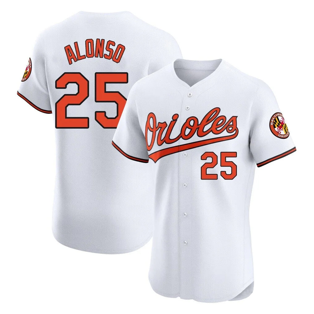 Johmsee B.Orioles #25 Pete Alonso Player White Limited Elite Home Game Stitched Jerseys