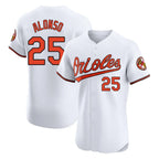 Johmsee B.Orioles #25 Pete Alonso Player White Limited Elite Home Game Stitched Jerseys