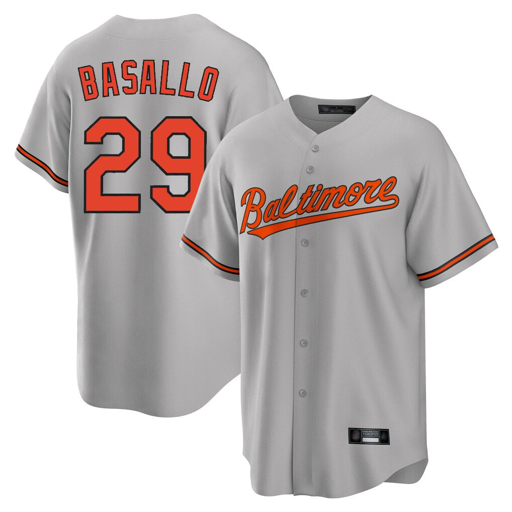 Johmsee B.Orioles #29 Samuel Basallo Player Gray Home Game Stitched Jerseys