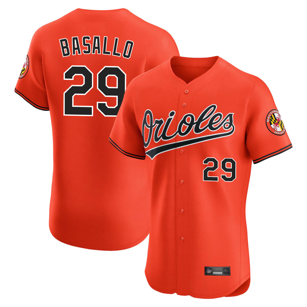 Johmsee B.Orioles #29 Samuel Basallo Player Orange Limited Elite Home Game Stitched Jerseys